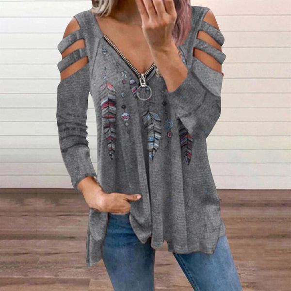 women's blouses & shirts zipper v neck for women off-the-shoulder rose print long-sleeve and vintage casual femme 40#, White
women's blouses & shirts zipper v neck for women off-the-shoulder rose print long-sleeve and vintage casual femme 40#, White