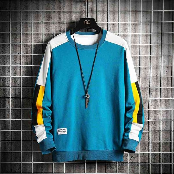 japanese streetwear men clothing harajuku crewneck sweatshirt fashion hoodie patchwork color autumn shirt plus size 5xl 210813, Black 
japanese streetwear men clothing harajuku crewneck sweatshirt fashion hoodie patchwork color autumn shirt plus size 5xl 210813, Black