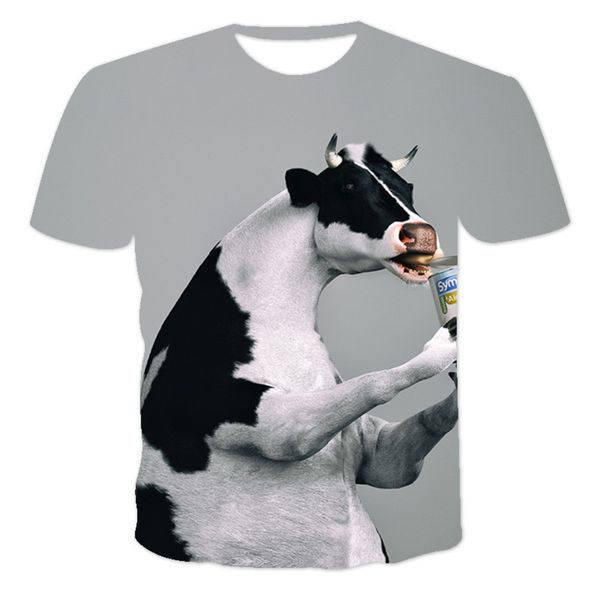 2021 summer new popular cow 3d digital printing t-shirt temw, White;black
2021 summer new popular cow 3d digital printing t-shirt temw, White;black