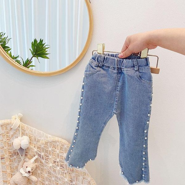 children kids denim jeans faux pearls beading full length trousers girls casual flare boot cut pants, Blue
children kids denim jeans faux pearls beading full length trousers girls casual flare boot cut pants, Blue