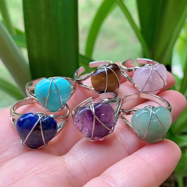 wedding rings wire wrapped crystal healing stone natural amethysts lapis aventurine pink quartz women heart party jewelry, Slivery;golden
wedding rings wire wrapped crystal healing stone natural amethysts lapis aventurine pink quartz women heart party jewelry, Slivery;golden