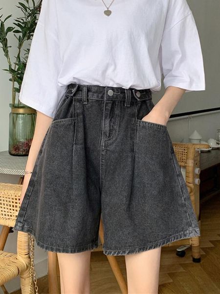 women's shorts 2021 summer korean style loose leisure thin women denim fashion trend solid color high waist casual straight, White;black
women's shorts 2021 summer korean style loose leisure thin women denim fashion trend solid color high waist casual straight, White;black