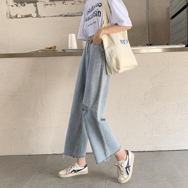 women's jeans woman pants ripped hem loose summer 2021 waist straight-leg pantalones vaqueros mujer, Blue
women's jeans woman pants ripped hem loose summer 2021 waist straight-leg pantalones vaqueros mujer, Blue