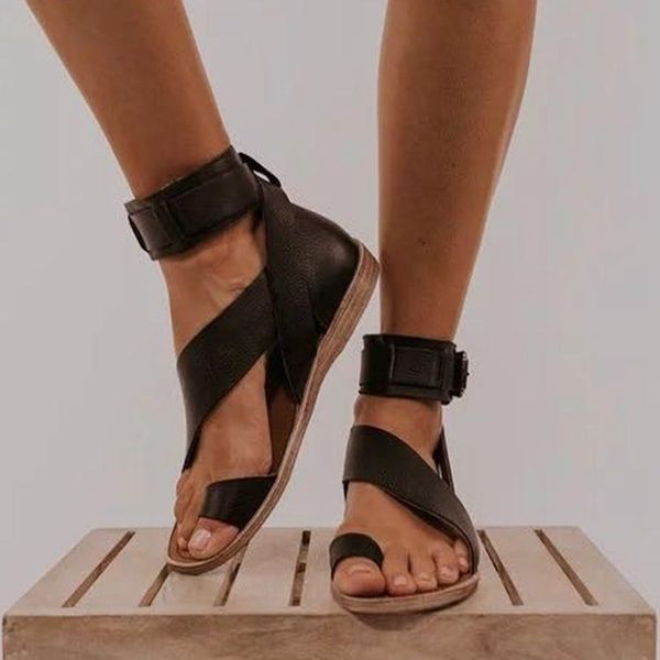 women buckle strap beach sandals summer flats casual shoes woman open toe pu flat fashion sandalias mujer sapato feminino 35-43, Black
women buckle strap beach sandals summer flats casual shoes woman open toe pu flat fashion sandalias mujer sapato feminino 35-43, Black