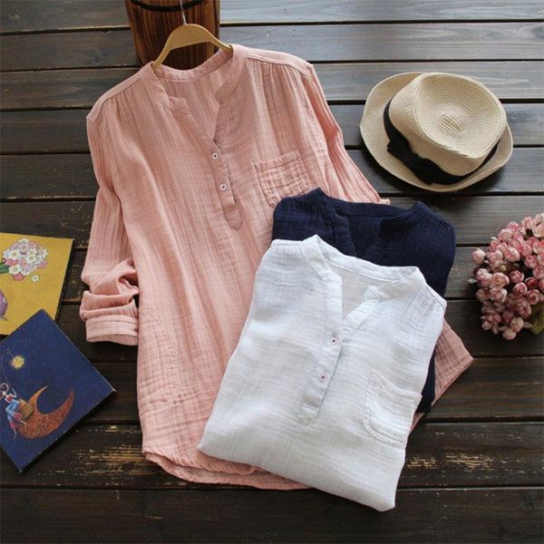 women's blouses & shirts summer fashion solid color women clothes casual womens bohemian long sleeve v neck cotton linen streetwear, White
women's blouses & shirts summer fashion solid color women clothes casual womens bohemian long sleeve v neck cotton linen streetwear, White