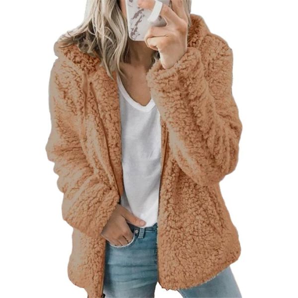 women's wool & blends coat winter autumn hooded plush warm zipper jackets spliced slim elegant woolen cardigan outerwear, Black
women's wool & blends coat winter autumn hooded plush warm zipper jackets spliced slim elegant woolen cardigan outerwear, Black