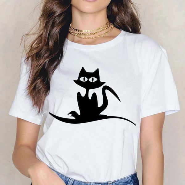 women clothes summer t shirt short sleeve casual harajuku funny black cat tees female ladies t-shirt streetwear, White
women clothes summer t shirt short sleeve casual harajuku funny black cat tees female ladies t-shirt streetwear, White