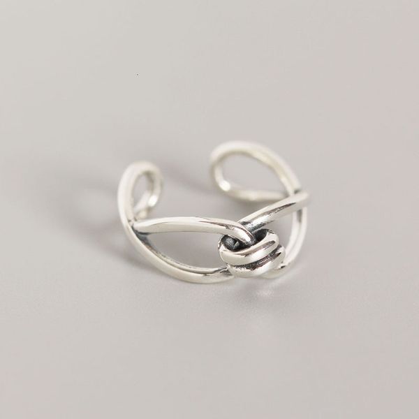 tyj0262 us s925 silver ins line knot chaoren heavy industry net red open ring