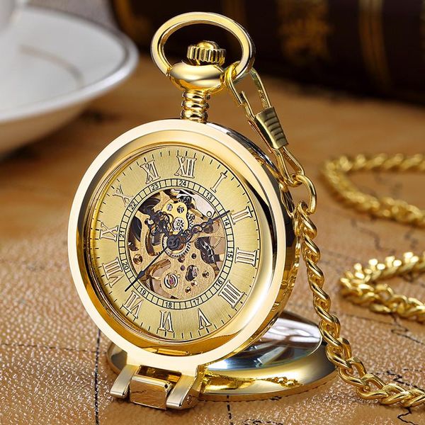 pocket watches fashion luxury golden mechanical watch men women fob chain roman dial hllow skeleton steampunk steel male clock gifts, Slivery;golden 
pocket watches fashion luxury golden mechanical watch men women fob chain roman dial hllow skeleton steampunk steel male clock gifts, Slivery;golden