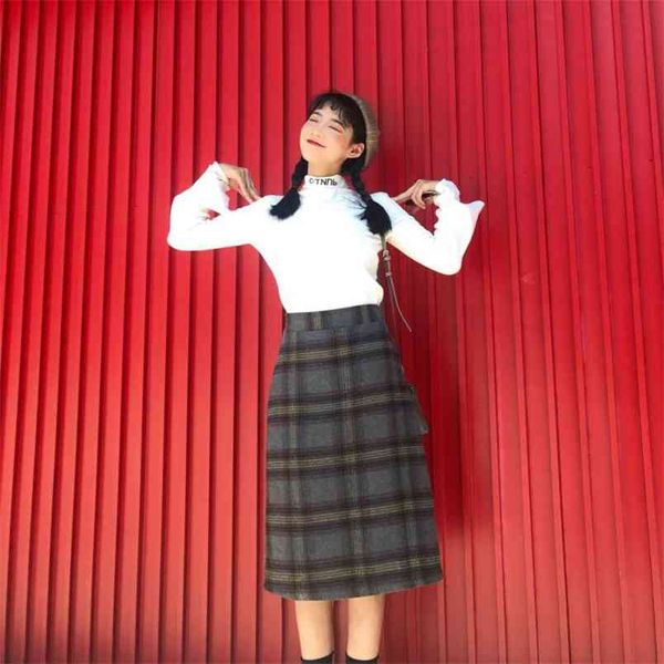 autumn spring korean retro plaid elastic high waist slimming plus size wild thick woolen a-line long skirt 210527, Black
autumn spring korean retro plaid elastic high waist slimming plus size wild thick woolen a-line long skirt 210527, Black