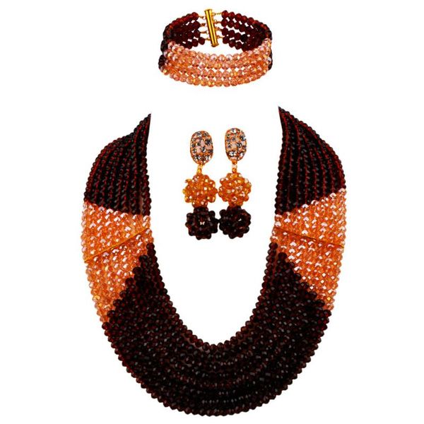 earrings & necklace brown and champagne gold ab african beads jewelry set crystal sets 8lbjz05, Silver
earrings & necklace brown and champagne gold ab african beads jewelry set crystal sets 8lbjz05, Silver