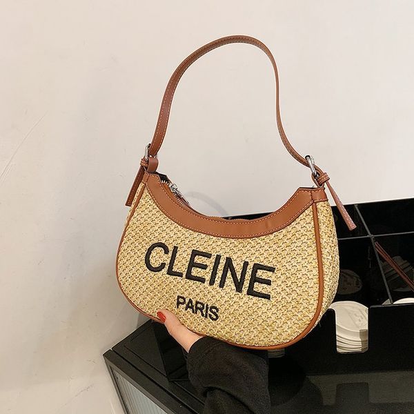 design bag summer 2021 woven shoulder letter crescent fashion mobile phone armpit