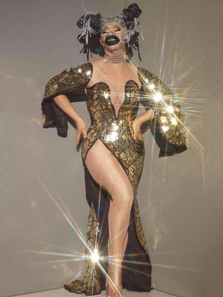 new stage costume for singers women mirror dress slit nude mesh party prom birthday long dress nightclub rave outfit wear, Black;red
new stage costume for singers women mirror dress slit nude mesh party prom birthday long dress nightclub rave outfit wear, Black;red