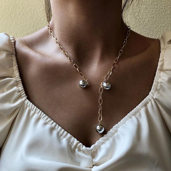pendant necklaces ae-canfly 2021 fashion long chain clavicle necklace for women gold color ball jewelry party gift, Silver
pendant necklaces ae-canfly 2021 fashion long chain clavicle necklace for women gold color ball jewelry party gift, Silver