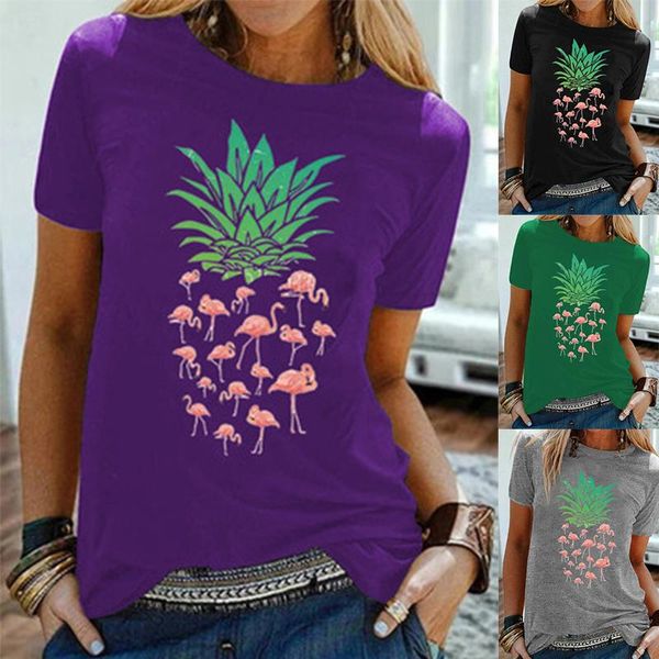 women's t-shirt 2021 summer fashion casual round neck flamingo combination cartoon multi-color short-sleeved female, White
women's t-shirt 2021 summer fashion casual round neck flamingo combination cartoon multi-color short-sleeved female, White