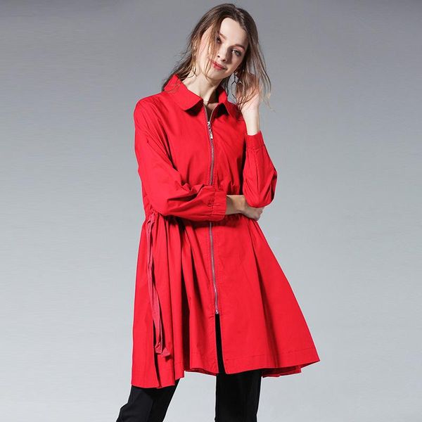 women's trench coats 3-colors autumn women long turndown collar loose coat sashes slimming outerwear with zipper size xl-4xl black red, Tan;black
women's trench coats 3-colors autumn women long turndown collar loose coat sashes slimming outerwear with zipper size xl-4xl black red, Tan;black