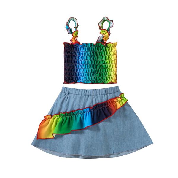 clothing sets kids baby girls summer off shoulder rainbow vest ruched patch skirts toddler children clothes 2pcs 18m-6y, White
clothing sets kids baby girls summer off shoulder rainbow vest ruched patch skirts toddler children clothes 2pcs 18m-6y, White