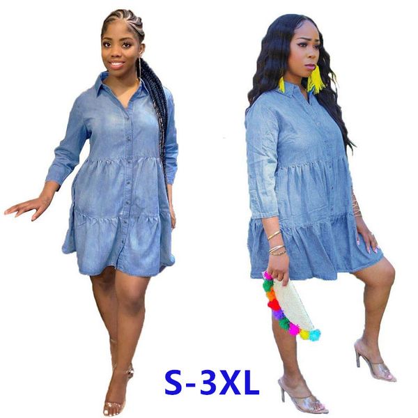 2021 denim women midi shirt draped button long sleeve hem casual blue gil vestidos wholesale dropshpping new o49k, Black;gray
2021 denim women midi shirt draped button long sleeve hem casual blue gil vestidos wholesale dropshpping new o49k, Black;gray