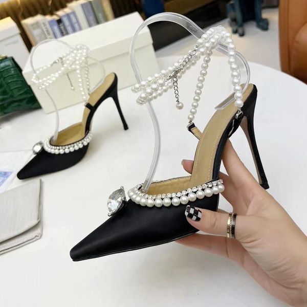 fashion high heeled sandals 100% leather summer women fine heel heels shoe pearl satin womens shoes cloth lady diamonds pointed shoes large, Black
fashion high heeled sandals 100% leather summer women fine heel heels shoe pearl satin womens shoes cloth lady diamonds pointed shoes large, Black