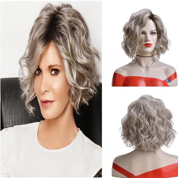 fashion short curly wavy bobs synthetic wig natural as real hair fluffy grey color heat resistant loose wave wigs for women, Black
fashion short curly wavy bobs synthetic wig natural as real hair fluffy grey color heat resistant loose wave wigs for women, Black