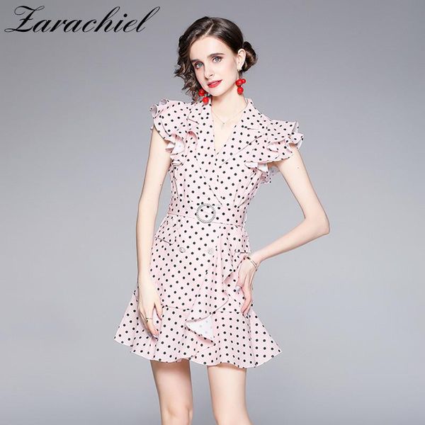 casual dresses sweet cascading ruffles pink polka dot dress women summer butterfly sleeve double breasted diamonds belted short vestidos, Black;gray
casual dresses sweet cascading ruffles pink polka dot dress women summer butterfly sleeve double breasted diamonds belted short vestidos, Black;gray