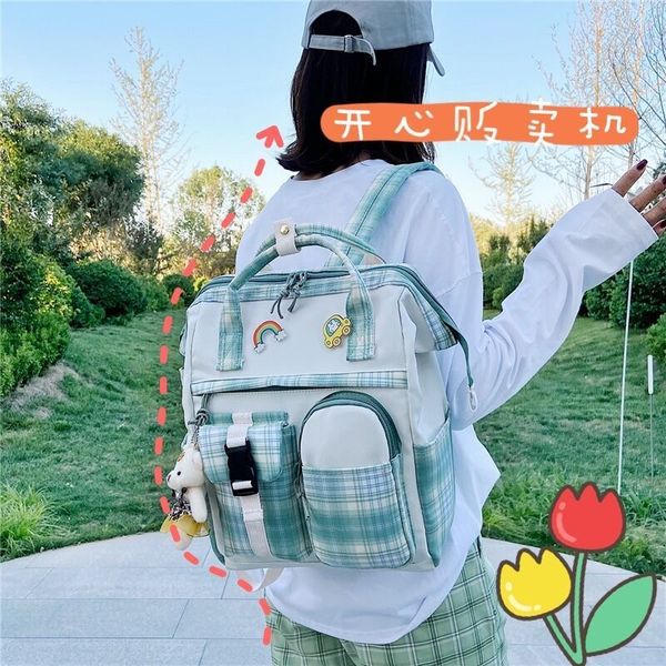 backpack clip mummy bag large capacity lattice schoolbag for junior high school students
backpack clip mummy bag large capacity lattice schoolbag for junior high school students
