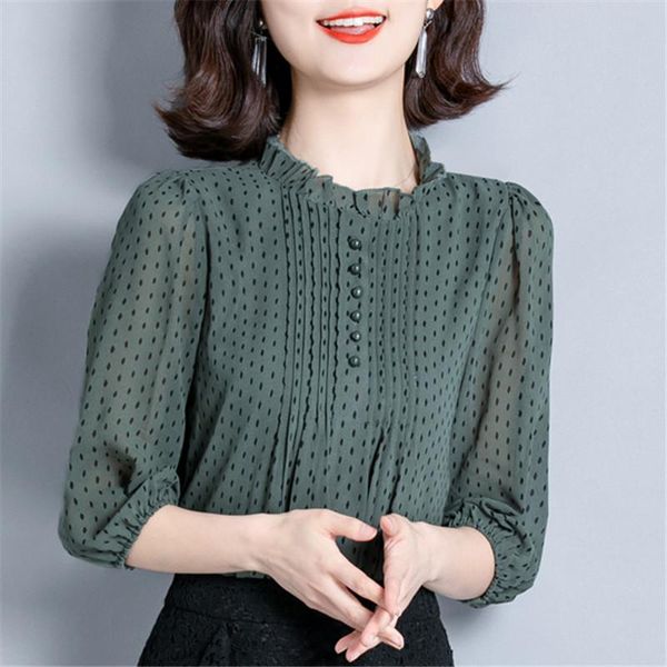 women's blouses & shirts tingyili elegant ruffle neck polka dot chiffon women spring summer front pleated long sleeve office ladies, White
women's blouses & shirts tingyili elegant ruffle neck polka dot chiffon women spring summer front pleated long sleeve office ladies, White