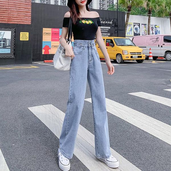 women's pants & capris 2021 autumn high waist slim loose plus size wide leg korean casual simple blue wild fashion women jeans, Black;white
women's pants & capris 2021 autumn high waist slim loose plus size wide leg korean casual simple blue wild fashion women jeans, Black;white