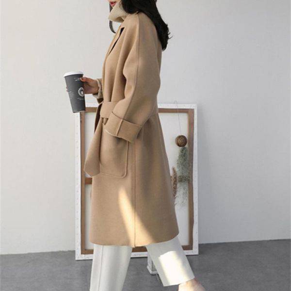 women's wool & blends woman autumn winter long cashmere coat woolen jacket overcoat female outwear casaco feminino sleeve slim trench, Black
women's wool & blends woman autumn winter long cashmere coat woolen jacket overcoat female outwear casaco feminino sleeve slim trench, Black