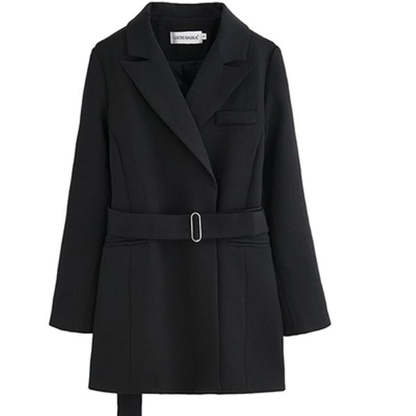 women's suits & blazers spring women fashion 2021 none button office lady suit casual slim jacket coat with belt, White;black
women's suits & blazers spring women fashion 2021 none button office lady suit casual slim jacket coat with belt, White;black
