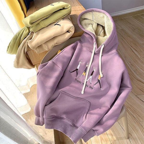 women hooodies imitation cashmere plus velvet thick autumn and winter new korean loose lazy style hooded warm all-match coat, Black
women hooodies imitation cashmere plus velvet thick autumn and winter new korean loose lazy style hooded warm all-match coat, Black