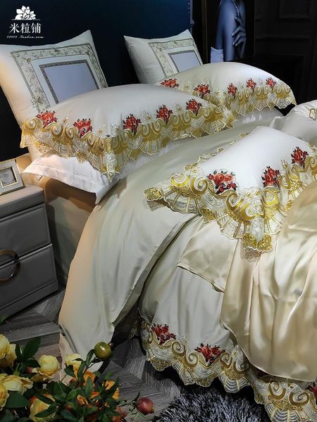 2021 exporting franch lace edge bedding set lugold egyptian cotton linens quilts embroidery double bed cover sheet
2021 exporting franch lace edge bedding set lugold egyptian cotton linens quilts embroidery double bed cover sheet