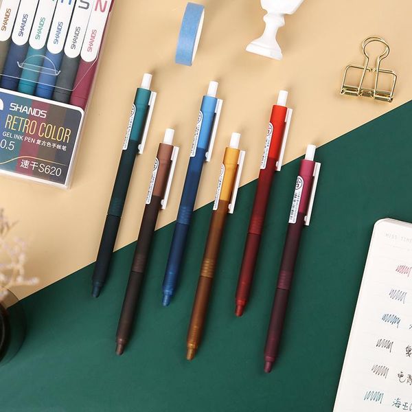 gel pens 6pcs/set retro press color ink pen morandi nordic signature escolar papelaria art school office supply promotional gift
gel pens 6pcs/set retro press color ink pen morandi nordic signature escolar papelaria art school office supply promotional gift