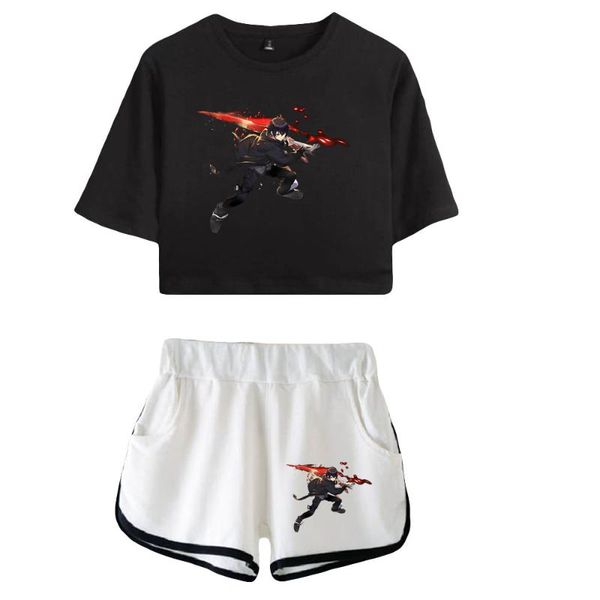 women's shorts kawaii cool game d-cide traumerei two piece sets casual logo shorts+short sleeve t-shirt 2021 women summer clothes, White;black
women's shorts kawaii cool game d-cide traumerei two piece sets casual logo shorts+short sleeve t-shirt 2021 women summer clothes, White;black