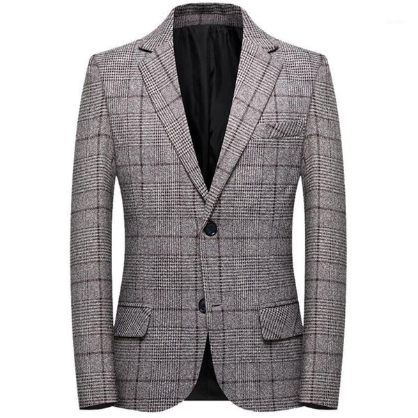 men's suits & blazers casual men plaid 2021 slim fit cotton polyester lapel groom suit mens tuxedo blazer wedding/prom coffee coat 8.13, White;black 
men's suits & blazers casual men plaid 2021 slim fit cotton polyester lapel groom suit mens tuxedo blazer wedding/prom coffee coat 8.13, White;black