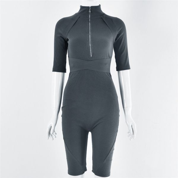 women playsuit half sleeve zipper fly ribbed striped bandage tie rompers 2020 female elastic skinny rompers workout jumpsuits, White
women playsuit half sleeve zipper fly ribbed striped bandage tie rompers 2020 female elastic skinny rompers workout jumpsuits, White