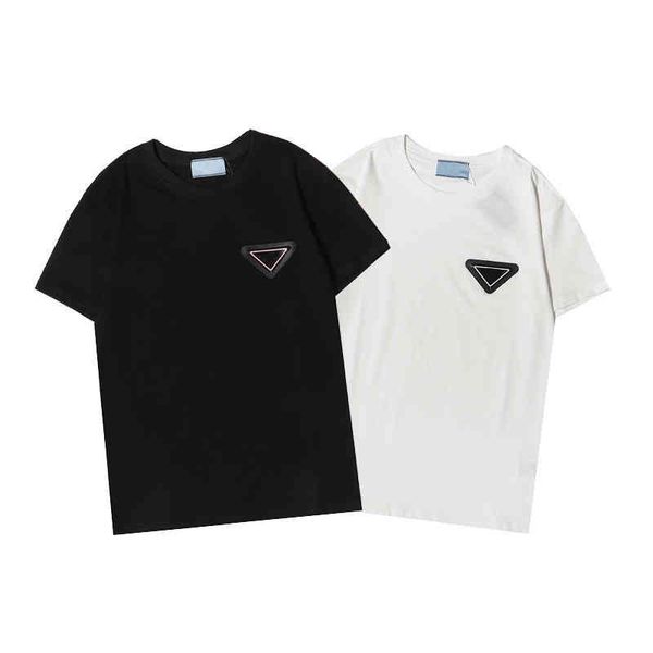 french designer prad cotton t shirt triangle logo printing men's soft short sleeve ladies loose bottoming shirt black white s-xl size 2, White;black
french designer prad cotton t shirt triangle logo printing men's soft short sleeve ladies loose bottoming shirt black white s-xl size 2, White;black