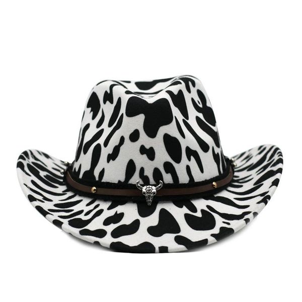 wide brim hats classic autumn winter women's cap for men fedoras cow pattern cowboy hat fashion 2021 jazz european american bull head, Blue;gray
wide brim hats classic autumn winter women's cap for men fedoras cow pattern cowboy hat fashion 2021 jazz european american bull head, Blue;gray