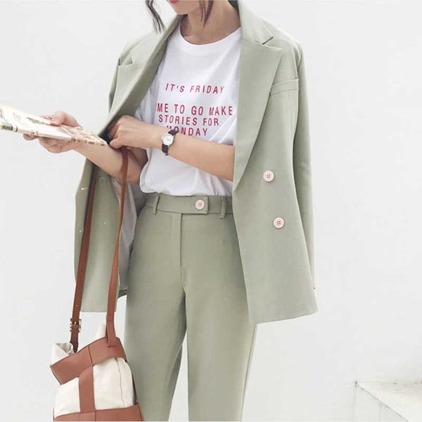 spring vintage double breasted women pant suit light green notched blazer jacket & high waist office wear suits 210525, White
spring vintage double breasted women pant suit light green notched blazer jacket & high waist office wear suits 210525, White