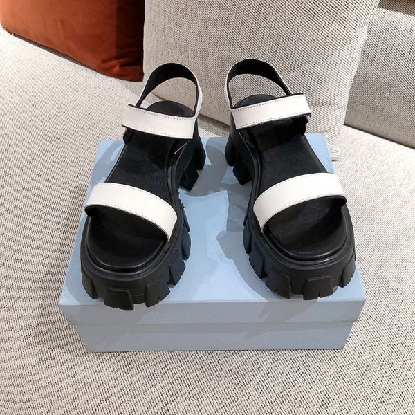 luxury designer women sandals with box dust bag shoes white black slides spring and summer wide flat platform sandals slipper 01