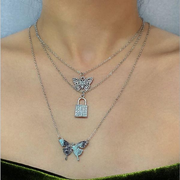 chains 3pcs butterfly pedant necklace for women buling rhinestone lock choker long link girls sweet 2021 fashion, Silver
chains 3pcs butterfly pedant necklace for women buling rhinestone lock choker long link girls sweet 2021 fashion, Silver