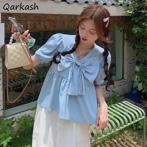 women's blouses & shirts women summer bow design sweet tender puff sleeve loose students ulzzang all-match comfortable cute mujer chic, White
women's blouses & shirts women summer bow design sweet tender puff sleeve loose students ulzzang all-match comfortable cute mujer chic, White