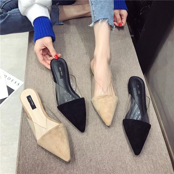 slippers transparent baotou half-tow female pointed sandals korean style short-heeled mules low-heeled all-match fs21s143, Black
slippers transparent baotou half-tow female pointed sandals korean style short-heeled mules low-heeled all-match fs21s143, Black