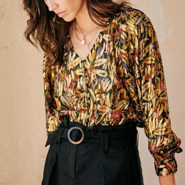 new print shirts femme gold thread lantern sleeve button up casual chic elegant 2021 vintage blouse camisas mujer shirt nhl3, White;black
new print shirts femme gold thread lantern sleeve button up casual chic elegant 2021 vintage blouse camisas mujer shirt nhl3, White;black