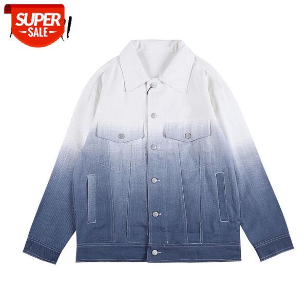 men denim jacket coat streetwear vintage gradient color men's jean jackets autumn winter male casual outerwear chic #4z8f, White;black
men denim jacket coat streetwear vintage gradient color men's jean jackets autumn winter male casual outerwear chic #4z8f, White;black