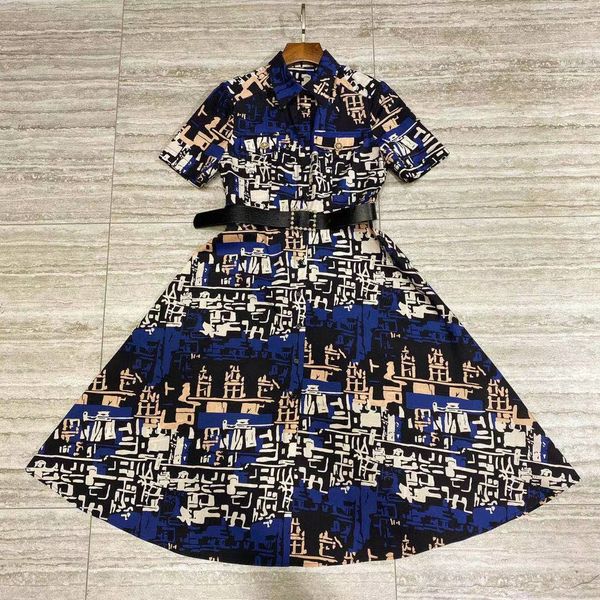 2021 Royal Blue Lapel Neck Short Sleeves Women's Dress Designer Print 100% Cotton Milan Runway Dress High End Celebrity Dress 202108, Black
2021 Royal Blue Lapel Neck Short Sleeves Women's Dress Designer Print 100% Cotton Milan Runway Dress High End Celebrity Dress 202108, Black