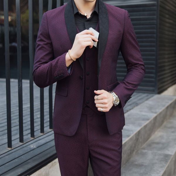 male spring color simple fashion piece sets for men 2021 british business professional formal suit nuit, White;black
male spring color simple fashion piece sets for men 2021 british business professional formal suit nuit, White;black