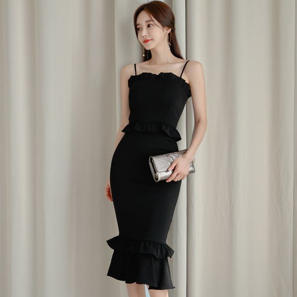 new arrival black spaghetti strap long mermaid temperamental backless elegant basic trumpet dress kaxa, White;black
new arrival black spaghetti strap long mermaid temperamental backless elegant basic trumpet dress kaxa, White;black