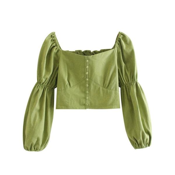 women's blouses & shirts women green crop square collar puff sleeve stretchy short blouse 2021 elegant female casual, White
women's blouses & shirts women green crop square collar puff sleeve stretchy short blouse 2021 elegant female casual, White