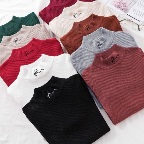women's sweaters jumper women turtleneck pullovers knitting casual streetwear embroidery letter korean female long sleeve clothes, White;black
women's sweaters jumper women turtleneck pullovers knitting casual streetwear embroidery letter korean female long sleeve clothes, White;black